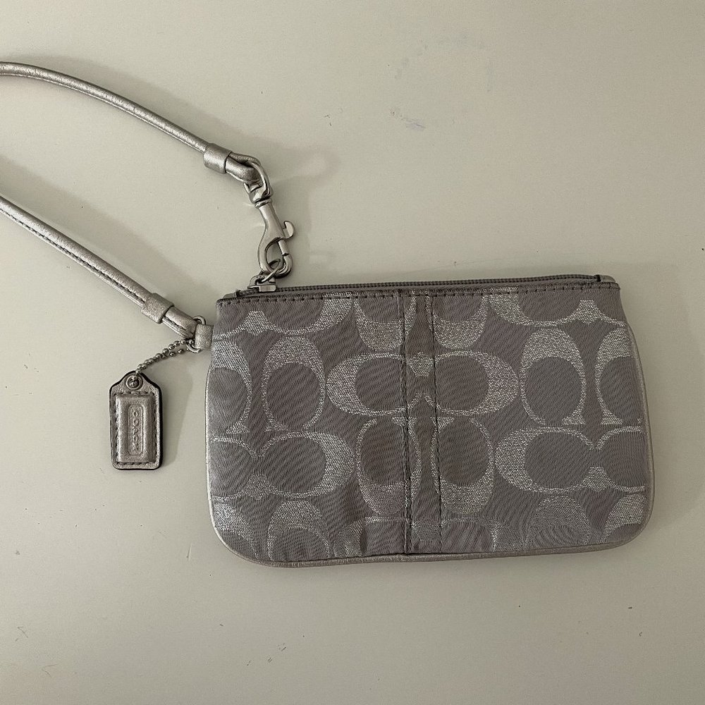 Coach Silver Monogram Wristlet